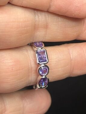 Amethyst Purple Sterling Silver Gemstone Stackable Band NEW !